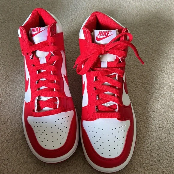 Nike Dunk High White / University Red Size 4.5 Y = 6 W - Picture 3 of 5